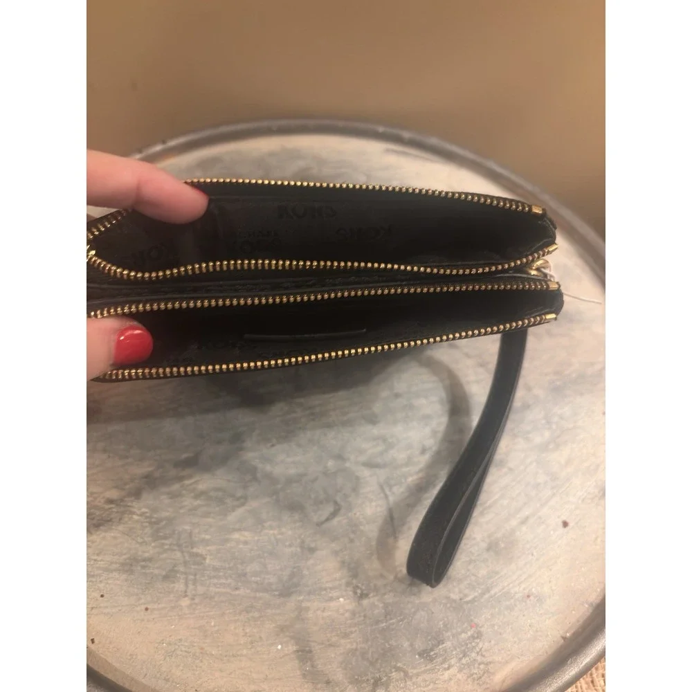 MICHAEL KORS Women's MK Signature Double‎ Zip Wristlet Clutch Wallet Black